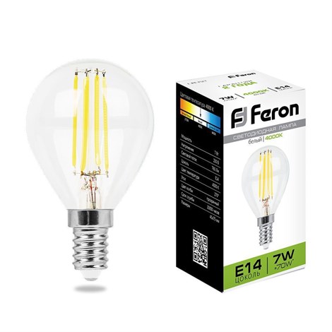 Лампа светодиодная Feron LB-52 Шарик E14 7W 230V 4000K - фото 53850