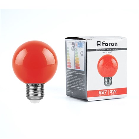 Лампа светодиодная Feron LB-371 Шар E27 3W 230V красный - фото 54904