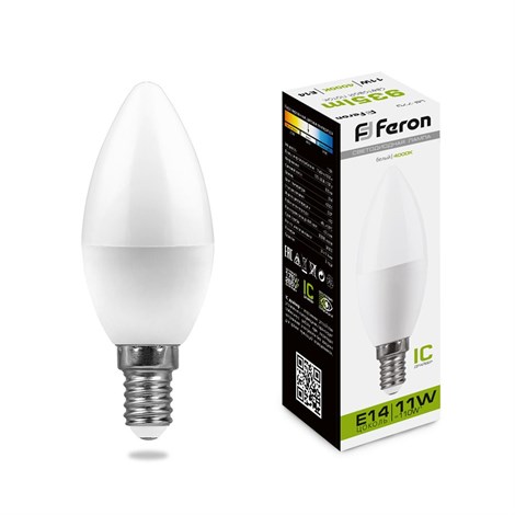 Лампа светодиодная Feron LB-770 Свеча E14 11W 175-265V 4000K - фото 55490
