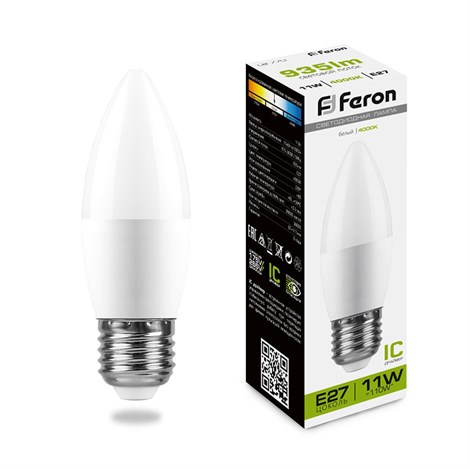 Лампа светодиодная Feron LB-770 Свеча E27 11W 175-265V 4000K - фото 55494