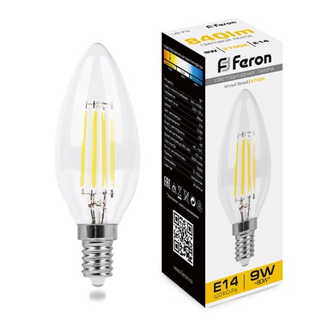 Лампа светодиодная Feron LB-73 Свеча E14 9W 230V 2700K - фото 55636