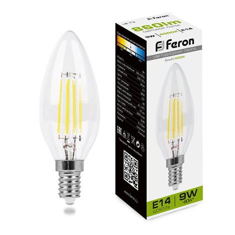 Лампа светодиодная Feron LB-73 Свеча E14 9W 230V 4000K - фото 55640