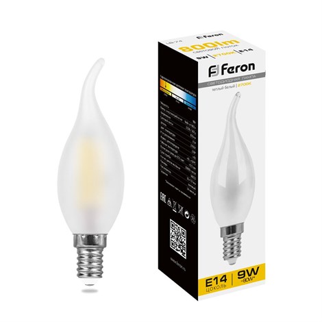 Лампа светодиодная Feron LB-74 Свеча на ветру E14 9W 230V 2700K - фото 55642