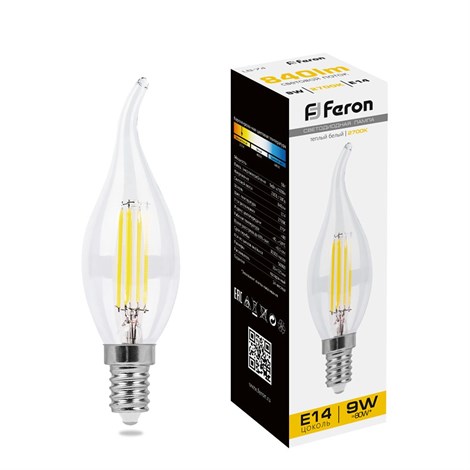 Лампа светодиодная Feron LB-74 Свеча на ветру E14 9W 230V 2700K - фото 55644