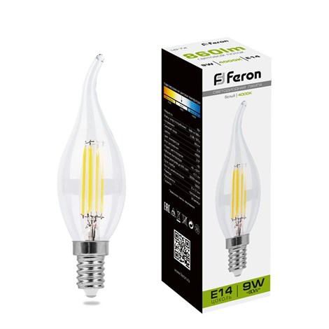 Лампа светодиодная Feron LB-74 Свеча на ветру E14 9W 230V 4000K - фото 55648