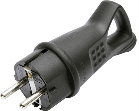 Вилка угловая с/з STEKKER, RPG16-30-442, каучук, 250В,16A, IP44, черный - фото 57771