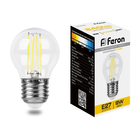 Лампа светодиодная Feron LB-509 Шарик E27 9W 230V 2700K - фото 57914