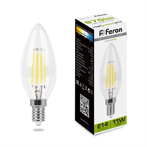 Лампа светодиодная Feron LB-713 Свеча E14 11W 230V 4000K - фото 57924
