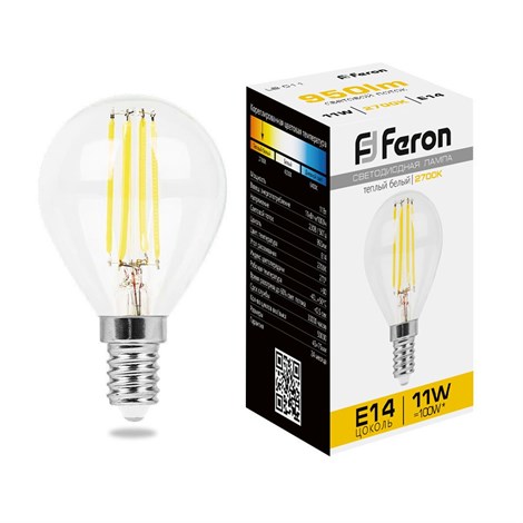 Лампа светодиодная Feron LB-511 Шарик E14 11W 230V 2700K - фото 57934