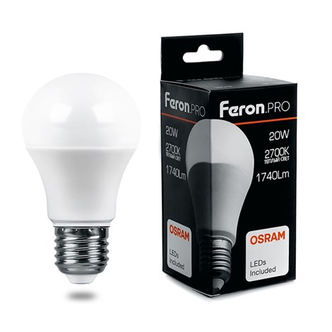 Лампа светодиодная Feron.PRO LB-1020 Шар E27 20W 175-265V 2700K - фото 59262
