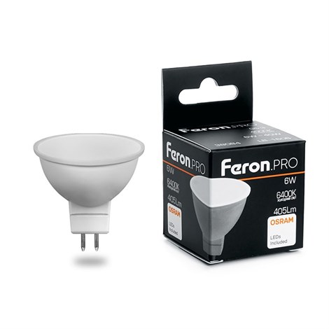 Лампа светодиодная Feron.PRO LB-1606 MR16 G5.3 6W 175-265V 6400K - фото 59267