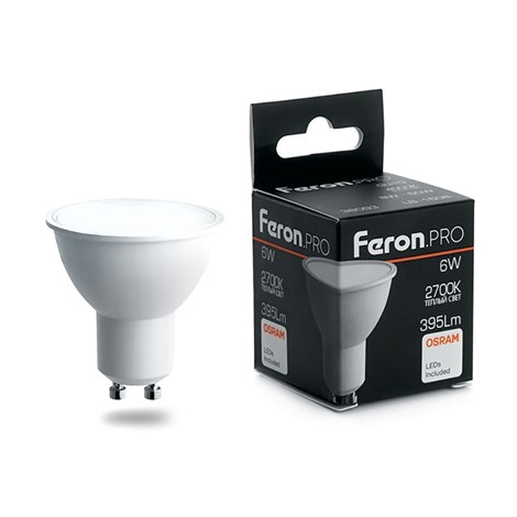 Лампа светодиодная Feron.PRO LB-1606 GU10 6W 175-265V 2700K - фото 59268