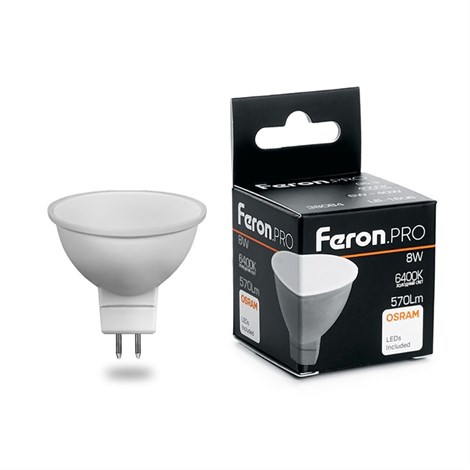 Лампа светодиодная Feron.PRO LB-1608 MR16 G5.3 8W 175-265V 6400K - фото 59273