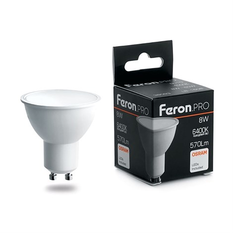 Лампа светодиодная Feron.PRO LB-1608 GU10 8W 175-265V 6400K - фото 59276