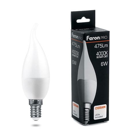 Лампа светодиодная Feron.PRO LB-1306 Свеча E14 6W 175-265V 4000K - фото 59317