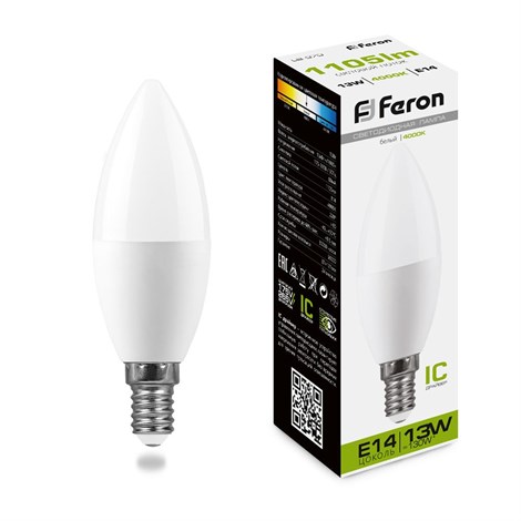 Лампа светодиодная Feron LB-970 Свеча E14 13W 175-265V 4000K - фото 61885