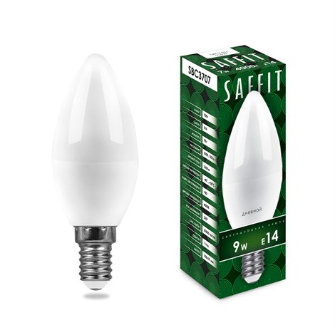 Лампа светодиодная SAFFIT SBC3709 Свеча E14 9W 230V 6400K - фото 62059