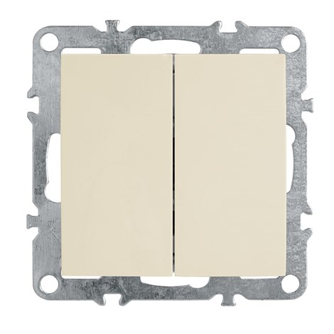 Выключатель 2-клавишный (механизм), STEKKER, PSW10-9104-02, 250В, 10А, серия Эрна, слоновая кость - фото 62258