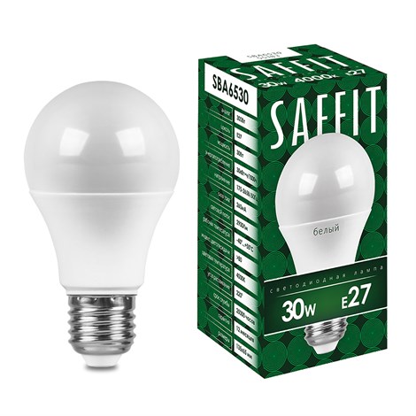 Лампа светодиодная SAFFIT SBA6530 Шар E27 30W 230V 6400K - фото 62512