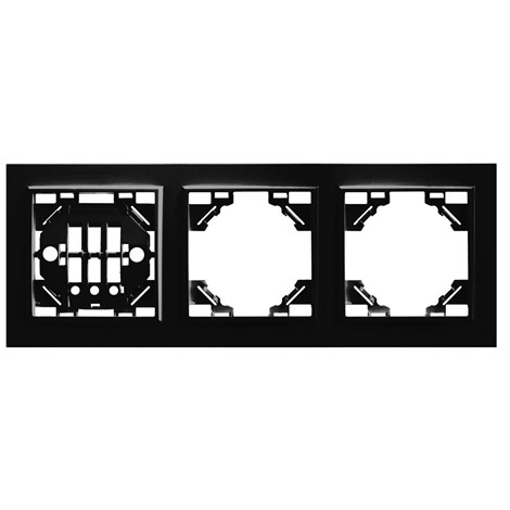 Рамка 3-местная горизонтальная STEKKER, PFR00-9003-03, серия Эрна, черный - фото 62921