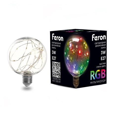 Лампа светодиодная Feron LB-382 E27 3W 230V RGB - фото 63114