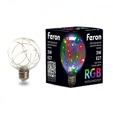 Лампа светодиодная Feron LB-381 E27 3W 230V RGB - фото 63122