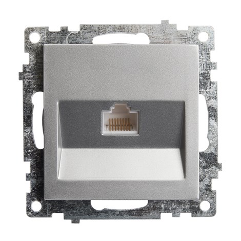 Розетка компьютерная 1-местная RJ-45 (механизм), STEKKER GLS00-7107-03, серия Катрин, серебро - фото 63306