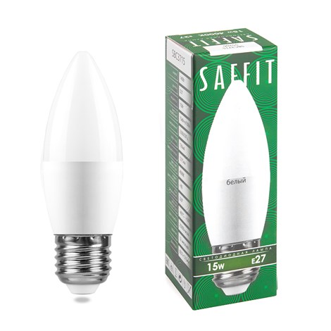 Лампа светодиодная SAFFIT SBC3715 Свеча E27 15W 230V 4000K - фото 64141