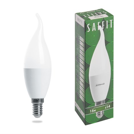 Лампа светодиодная SAFFIT SBC3715 Свеча на ветру E14 15W 230V 6400K - фото 64144