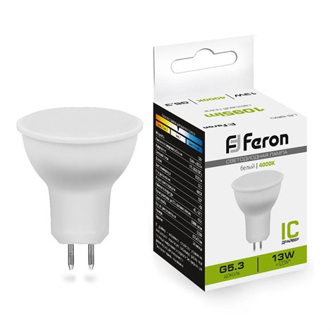 Лампа светодиодная Feron LB-960 MR16 G5.3 13W 175-265V 4000K - фото 64160