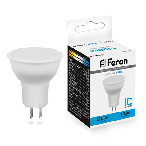 Лампа светодиодная Feron LB-960 MR16 G5.3 13W 175-265V 6400K - фото 64162
