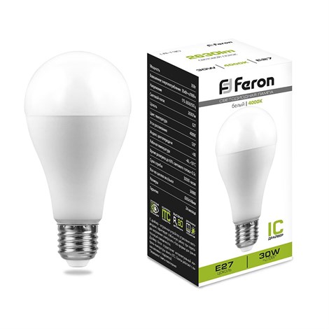 Лампа светодиодная Feron LB-130 Шар E27 30W 175-265V 4000K - фото 64178
