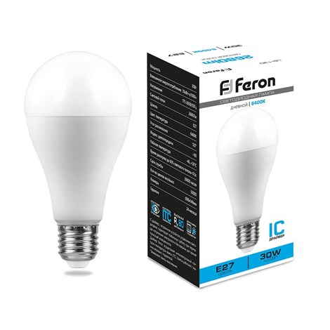 Лампа светодиодная Feron LB-130 Шар E27 30W 175-265V 6400K - фото 64180