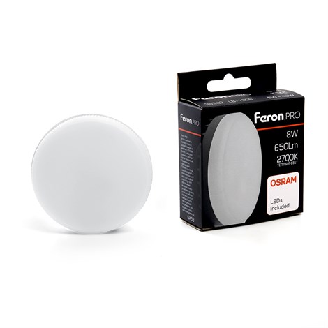 Лампа светодиодная Feron LB-1508 GX53 8W 175-265V 2700K - фото 64283