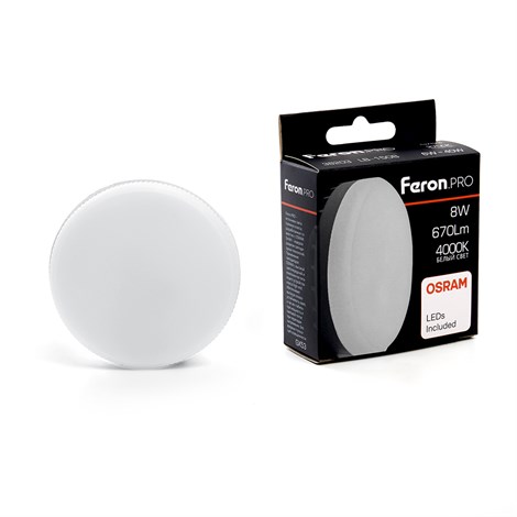 Лампа светодиодная Feron LB-1508 GX53 8W 175-265V 4000K - фото 64313