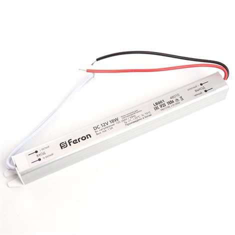 Трансформатор электронный для светодиодной ленты 18W 12V ( ультратонкий драйвер), LB001 FERON - фото 65647