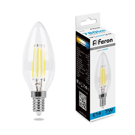 Лампа светодиодная Feron LB-66 Свеча E14 7W 230V 6400K - фото 66106