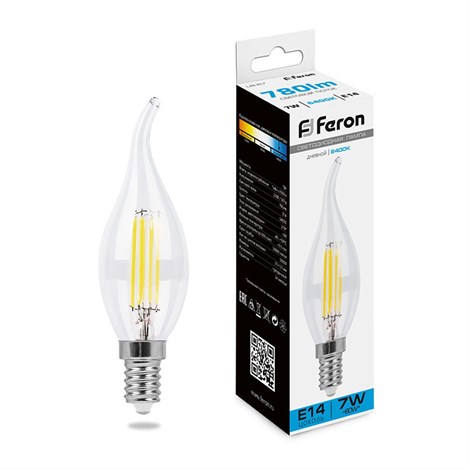 Лампа светодиодная Feron LB-67 Свеча на ветру E14 7W 230V 6400K - фото 66130