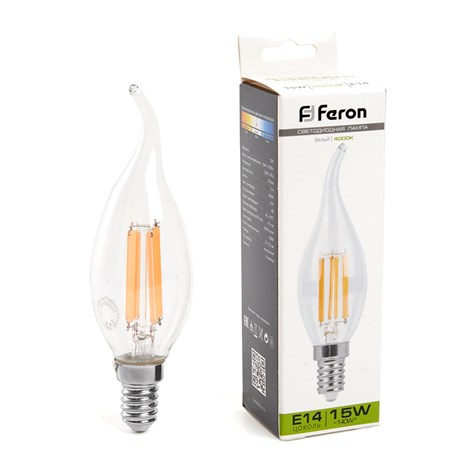 Лампа светодиодная Feron LB-718 Свеча на ветру E14 15W 230V 4000K - фото 66229