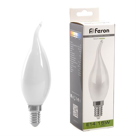 Лампа светодиодная Feron LB-718 Свеча на ветру E14 15W 230V 4000K - фото 66234