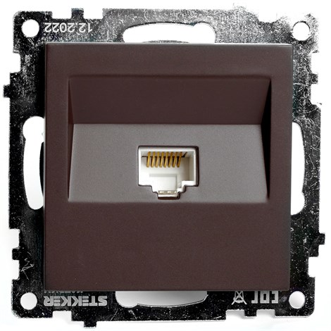 Розетка компьютерная 1-местная RJ-45 (механизм), STEKKER GLS00-7107-04, серия Катрин, шоколад - фото 68282