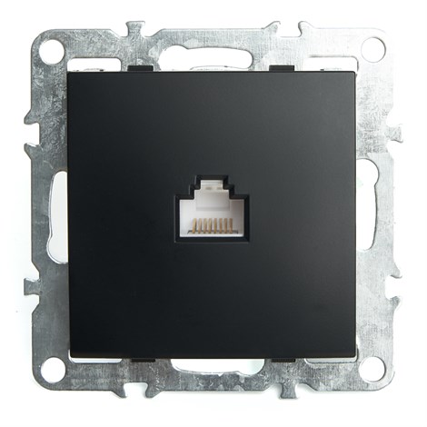 Розетка компьютерная 1-местная RJ-45 (механизм), STEKKER PST00-9107-03, серия Эрна, черный - фото 70060