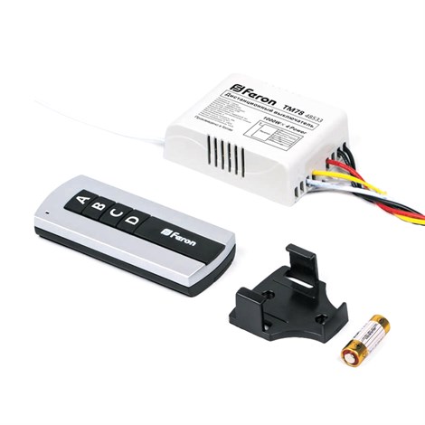 TM78 Выключатель дистанционный 230V 1000W 4-х канальный 30м с пультом управления, черный/серебро - фото 70181