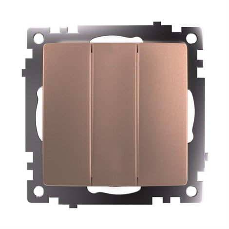 Выключатель 3-клавишный (механизм), STEKKER GLS10-7108-02, 250V, 10А, серия Катрин, шампань - фото 70446