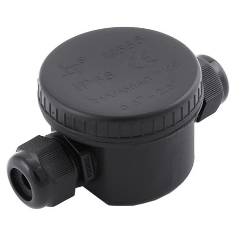 LD544 Коробка распределит. водонепрониц круглая 2 вых. с 3-конт.коннектором, 450V,106х64х46 - фото 70830