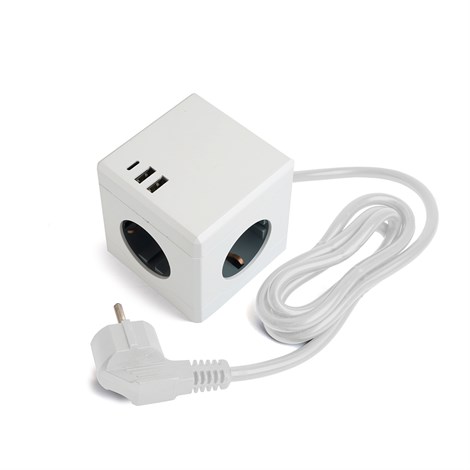 HM10-41-01 Удлинитель 3-местный с/з, 3x1мм2, 1.5м, 250В, 16А, 2USB+1С, 5V 3,1А, серия Comfort, белый - фото 73966