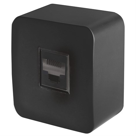Розетка RJ-45 открытой установки, 1-местная, STEKKER, серия София, черный, MST00-20-02 - фото 74003