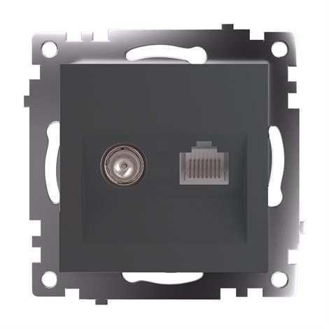 Розетка TV + компьютерная RJ-45 (механизм), серия Катрин, графит, GLS00-7106-06 - фото 74567