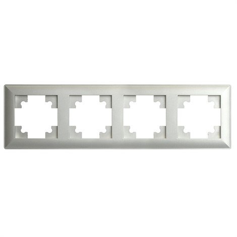 Рамка STEKKER, PFR00-7004-03 4-местная, серия Катрин, серебро - фото 75961
