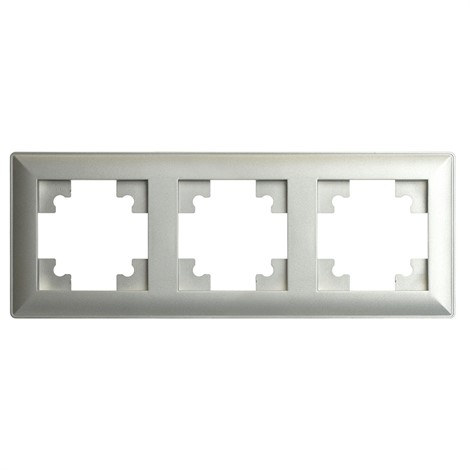 Рамка STEKKER, PFR00-7003-03 3-местная, серия Катрин, серебро - фото 76074